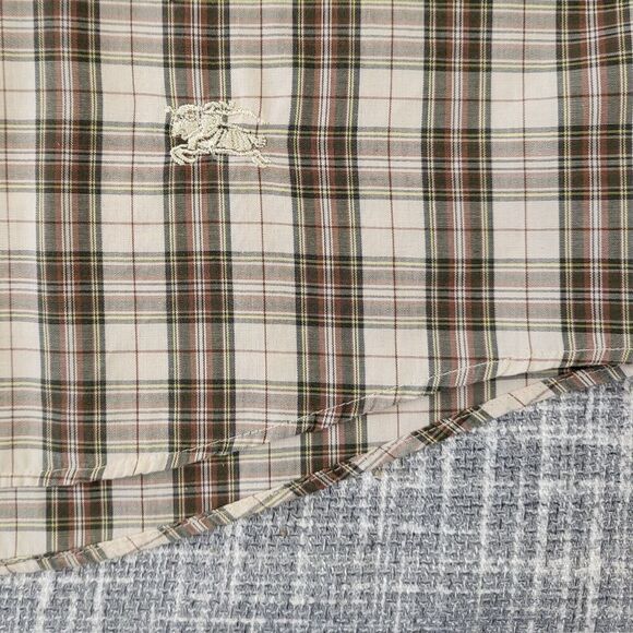 BURBERRY LONDON Button Down Shirt Plaid Brown Tan Made in USA Men's M - Picture 6 of 12
